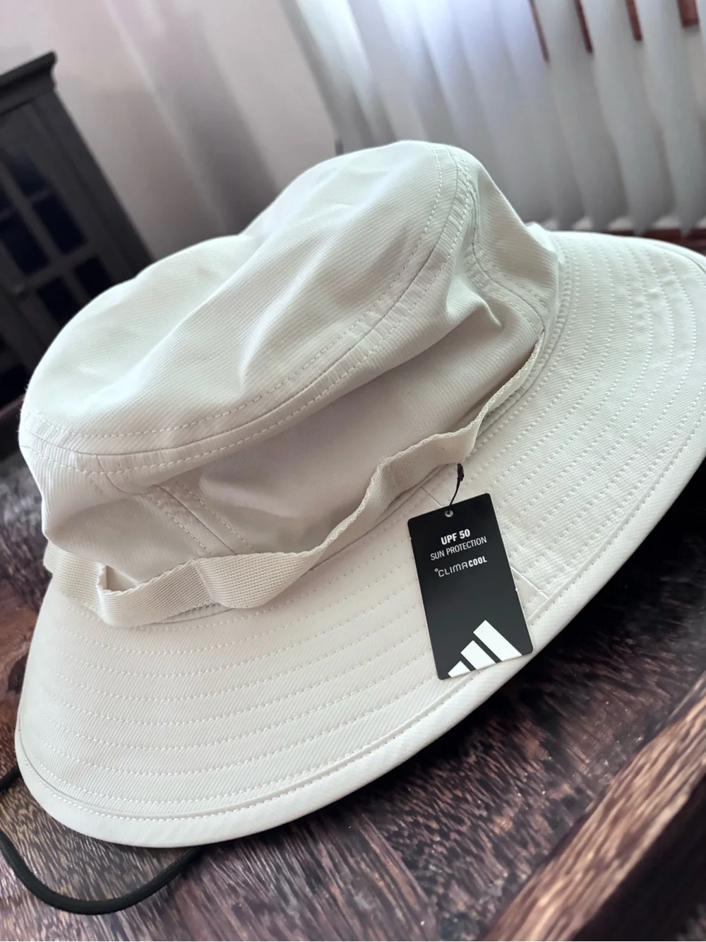 adidas Cream Bucket Hat with UPF 50